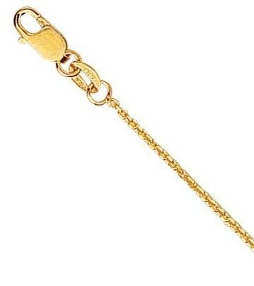 18K Solid Gold Yellow Cable Chain Necklace 16 inch 1.1mm New  