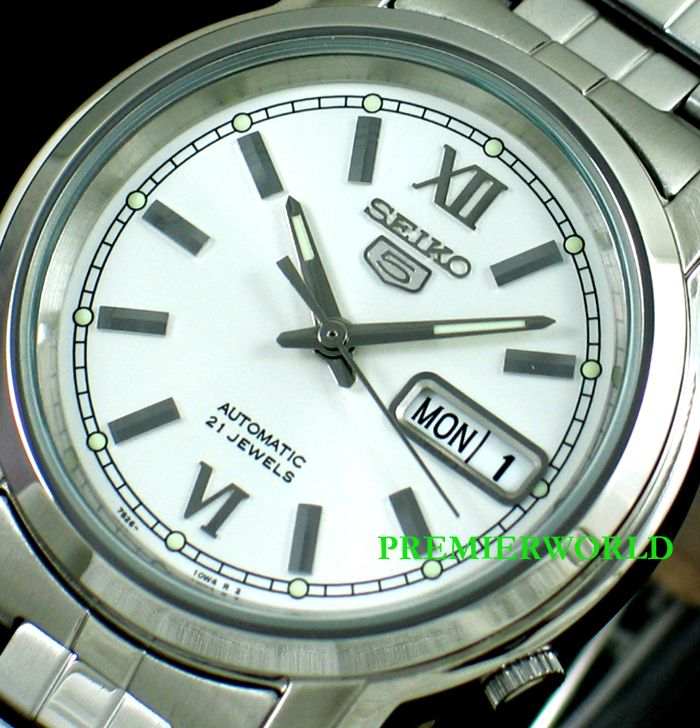 SEIKO MEN AUTOMATIC SEE THRU ROMAN STEEL WATCH SNKK77  