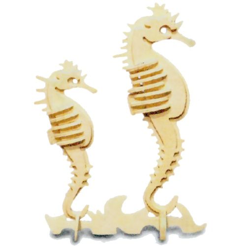 3D SEAHORSE WOOD PUZZLE MODEL SEA HORSE FISH WOODCRAFT CONSTRUCTION 