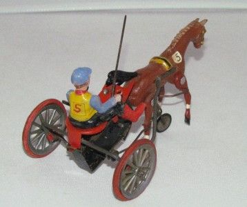 VINTAGE Arabian Horse & Driver Wind Up Toy Tin Litho DPa Germany 