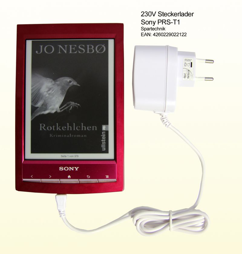   Sony PRS T1 PRS T 1 eBook Reader Lader Sony Steckerlader, weiß  