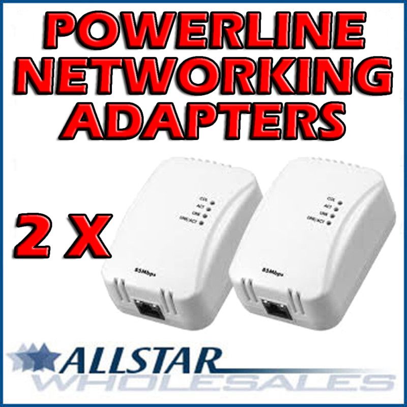 2X POWERLINE NETWORKING ADAPTER WIRELESS ETHERNET TURBO  