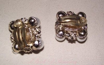 Authentic Chanel Large CC Crystal Pearl Clip Earrings  