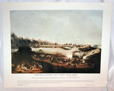 Vintage Print US Naval Battery Bombardment of Vera Cruz  