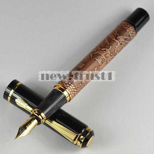 FOUNTAIN PEN BAOER 507 BLACK Bronzed GOLD B086  