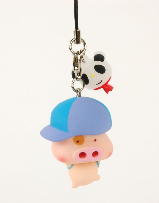 FUN CHARM PIG Panda Cell Phone Keychain Toy Gift Blue  