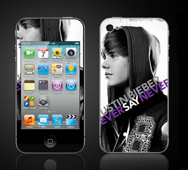 iPod Touch 4th Gen Justin Bieber Skin vinyl never say 1  