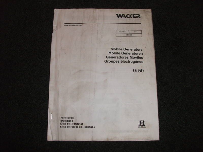 Wacker G 50/G50 mobile generators parts manual  