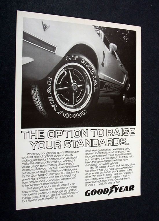 GOODYEAR GT Radial Mustang Cobra tires tire 1977 Ad  