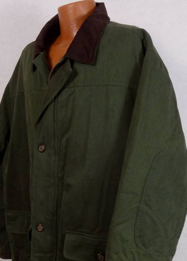 LL BEAN GREEN FIELD BARN COAT JACKET CORDUROY FLANNEL LINED MENS XL 