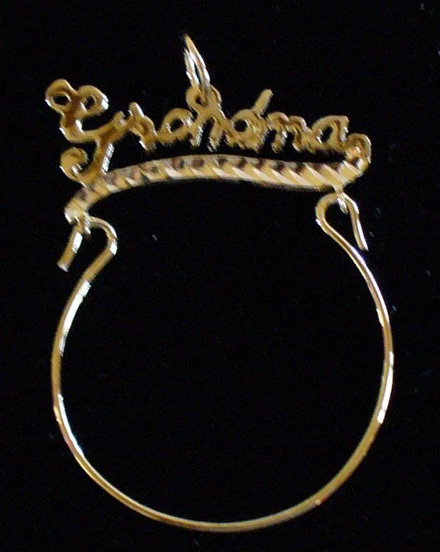 GOLD GRANDMA CHARM HOLDER BIRTHSTONE KIDS BRATS  