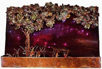 Indoor Copper Wall Fountain Horizontal Galaxy Tree  