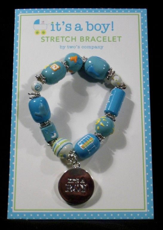 Baby Stretch Bracelet Pendant Its a Boy Girl Pink Blue  