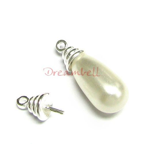 Sterling Silver eye pins 4.7mm cup pearl pendant bail  