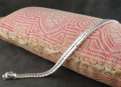 Sterling Woven Chain Bracelet Milor Italy Leopard Cat Panther Clasp 