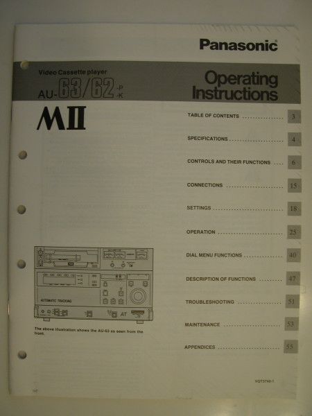 PANASONIC AU 63 AU 62 MII M2 OPERATING INSTRUCTION MAN  