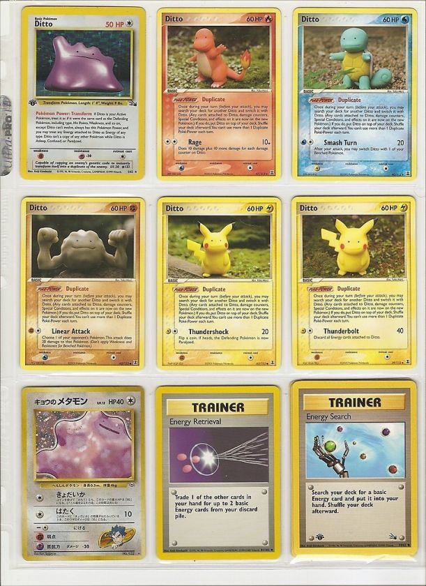 Pokemon Trading Cards TCG CCG Ditto lot Squirtle Charmander Pikachu 