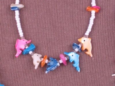 Glass & Seashell Dolphin Bead   Necklace / Bracelet Set  