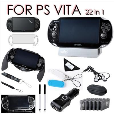 22 Accessory Pack Bundle Film Charger Case Headset Grip For 