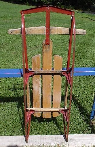 VINTAGE Wooden Snow Toboggan FLYER Sled GREAT  