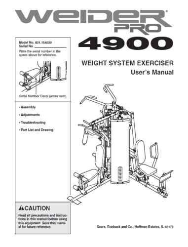 Weider Pro 4900 User Manual Assembly instructions  PDF  