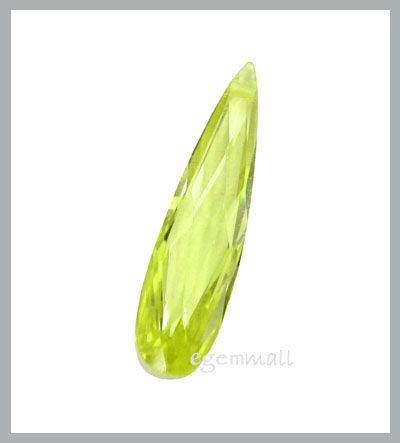 CZ Flat Briolette Pendant Bead 7x28mm Peridot #64395  