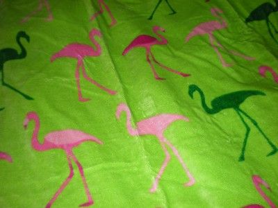 TROPICAL SUMMER GREEN HOT PINK FLAMINGO BEACH TOWEL  