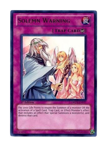 YUGIOH DREV EN077 SOLEMN WARNING ULTRA RARE 1ST EDITION  