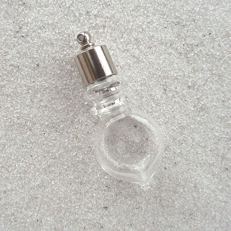 Vial Pendants (vials/ glass) LARGE HALO HEARTDROP  