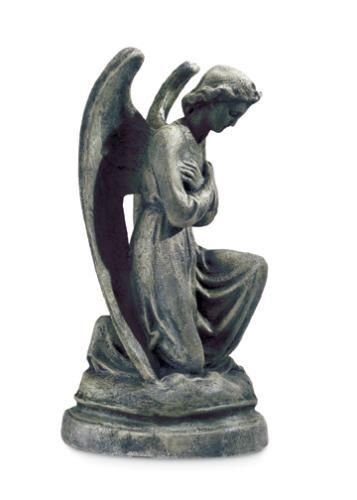 yard crushed marble resin kneeling angel lawn garden art statue moss