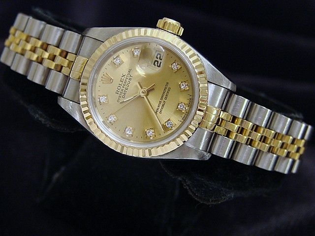 LADIES 2TONE 18K GOLD/SS ROLEX DATEJUST WATCH w/DIAMOND  