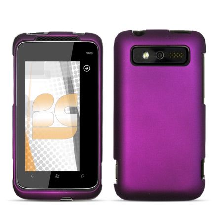 FOR HTC 7 Trophy RUBBERIZED PURPLE SKIN hard cover case  