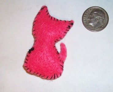 OOAK 1.75 handmade pink felt CAT kitten doll  