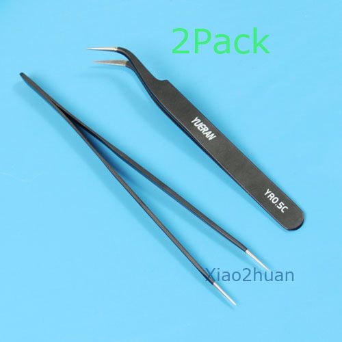 Straight + Curved Tips Tweezers Anti Static Magnetic  
