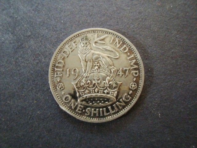 1947 UK GREAT BRITAIN ONE SHILLING SILVER COIN GEORGIVS  