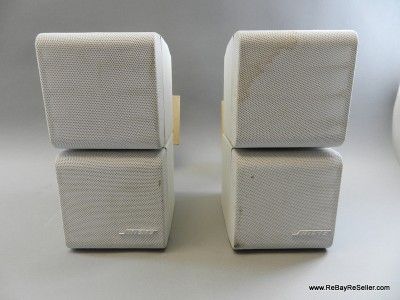   Home Theater Speaker System Pair Dual Cube Speakers White  